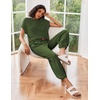 image:imageEkouaer Two Piece Outfits Lounge Sets for Women Sweater Sets Knit Short Sleeve Tops Jogger Pants Matching TracksuitGreen