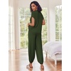 image:imageEkouaer Two Piece Outfits Lounge Sets for Women Sweater Sets Knit Short Sleeve Tops Jogger Pants Matching TracksuitGreen