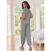 image:imageEkouaer Two Piece Outfits Lounge Sets for Women Sweater Sets Knit Short Sleeve Tops Jogger Pants Matching TracksuitGrey