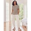 image:imageEkouaer Two Piece Outfits Lounge Sets for Women Sweater Sets Knit Short Sleeve Tops Jogger Pants Matching TracksuitKhaki