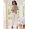image:imageEkouaer Two Piece Outfits Lounge Sets for Women Sweater Sets Knit Short Sleeve Tops Jogger Pants Matching TracksuitKhaki
