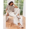image:imageEkouaer Two Piece Outfits Lounge Sets for Women Sweater Sets Knit Short Sleeve Tops Jogger Pants Matching TracksuitKhaki