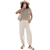 image:imageEkouaer Two Piece Outfits Lounge Sets for Women Sweater Sets Knit Short Sleeve Tops Jogger Pants Matching TracksuitKhaki