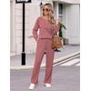 image:imageEkouaer Waffle Knit Pajamas for Women Set Long Sleeve Pants Pj Henley Tops Lounge Sets Comfy Sleepwear with PocketsDusty Rose