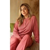 image:imageEkouaer Waffle Knit Pajamas for Women Set Long Sleeve Pants Pj Henley Tops Lounge Sets Comfy Sleepwear with PocketsDusty Rose