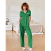 image:imageEkouaer Women Pajamas Button Down Notch Collar Soft Short Sleeve Pjs with Long Pant Lounge SetBright Green