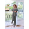 image:imageEkouaer Women Pajamas Button Down Notch Collar Soft Short Sleeve Pjs with Long Pant Lounge SetDark Gray