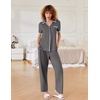 image:imageEkouaer Women Pajamas Button Down Notch Collar Soft Short Sleeve Pjs with Long Pant Lounge SetDark Gray