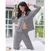 image:imageEkouaer Women Pajamas Set Long Sleeve Sleepwear Button Down Pjs Soft 2 Piece Loungewear with Long PantsAgrey