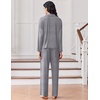 image:imageEkouaer Women Pajamas Set Long Sleeve Sleepwear Button Down Pjs Soft 2 Piece Loungewear with Long PantsAgrey