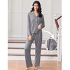 image:imageEkouaer Women Pajamas Set Long Sleeve Sleepwear Button Down Pjs Soft 2 Piece Loungewear with Long PantsAgrey