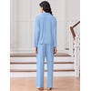 image:imageEkouaer Women Pajamas Set Long Sleeve Sleepwear Button Down Pjs Soft 2 Piece Loungewear with Long PantsAlight Blue