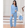 image:imageEkouaer Women Pajamas Set Long Sleeve Sleepwear Button Down Pjs Soft 2 Piece Loungewear with Long PantsAlight Blue