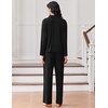 image:imageEkouaer Women Pajamas Set Long Sleeve Sleepwear Button Down Pjs Soft 2 Piece Loungewear with Long PantsBlack