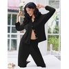 image:imageEkouaer Women Pajamas Set Long Sleeve Sleepwear Button Down Pjs Soft 2 Piece Loungewear with Long PantsBlack