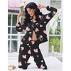 image:imageEkouaer Women Pajamas Set Long Sleeve Sleepwear Button Down Pjs Soft 2 Piece Loungewear with Long PantsBlack With Pink Hearts
