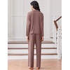 image:imageEkouaer Women Pajamas Set Long Sleeve Sleepwear Button Down Pjs Soft 2 Piece Loungewear with Long PantsBrown