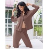 image:imageEkouaer Women Pajamas Set Long Sleeve Sleepwear Button Down Pjs Soft 2 Piece Loungewear with Long PantsBrown