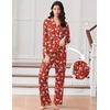 image:imageEkouaer Women Pajamas Set Long Sleeve Sleepwear Button Down Pjs Soft 2 Piece Loungewear with Long PantsChristmas Red