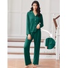 image:imageEkouaer Women Pajamas Set Long Sleeve Sleepwear Button Down Pjs Soft 2 Piece Loungewear with Long PantsDark Green