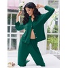 image:imageEkouaer Women Pajamas Set Long Sleeve Sleepwear Button Down Pjs Soft 2 Piece Loungewear with Long PantsDark Green