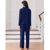 image:imageEkouaer Women Pajamas Set Long Sleeve Sleepwear Button Down Pjs Soft 2 Piece Loungewear with Long PantsNavy Blue