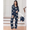 image:imageEkouaer Women Pajamas Set Long Sleeve Sleepwear Button Down Pjs Soft 2 Piece Loungewear with Long PantsNavy Zebra