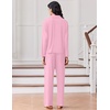 image:imageEkouaer Women Pajamas Set Long Sleeve Sleepwear Button Down Pjs Soft 2 Piece Loungewear with Long PantsPink