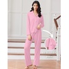 image:imageEkouaer Women Pajamas Set Long Sleeve Sleepwear Button Down Pjs Soft 2 Piece Loungewear with Long PantsPink