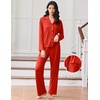 image:imageEkouaer Women Pajamas Set Long Sleeve Sleepwear Button Down Pjs Soft 2 Piece Loungewear with Long PantsRed