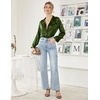 image:imageEkouaer Women Satin Pajamas Set Classic Button Down Long Pjs SetArmy Green 02