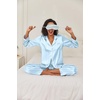 image:imageEkouaer Women Satin Pajamas Set Classic Button Down Long Pjs SetBlue Stripes 02