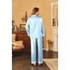 image:imageEkouaer Women Satin Pajamas Set Classic Button Down Long Pjs SetBlue Stripes 02