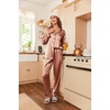 image:imageEkouaer Women Satin Pajamas Set Classic Button Down Long Pjs SetBrown 02