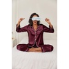 image:imageEkouaer Women Satin Pajamas Set Classic Button Down Long Pjs SetBurgundy 02