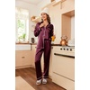 image:imageEkouaer Women Satin Pajamas Set Classic Button Down Long Pjs SetBurgundy 02