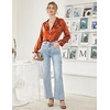 image:imageEkouaer Women Satin Pajamas Set Classic Button Down Long Pjs SetCaramel 02