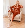 image:imageEkouaer Women Satin Pajamas Set Classic Button Down Long Pjs SetCaramel 02