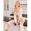 image:imageEkouaer Women Satin Pajamas Set Classic Button Down Long Pjs SetChampagne 02