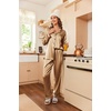 image:imageEkouaer Women Satin Pajamas Set Classic Button Down Long Pjs SetDeep Brown 02