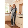 image:imageEkouaer Women Satin Pajamas Set Classic Button Down Long Pjs SetDeep Grey 02