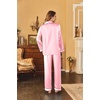 image:imageEkouaer Women Satin Pajamas Set Classic Button Down Long Pjs SetDeep Pink 02