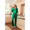 image:imageEkouaer Women Satin Pajamas Set Classic Button Down Long Pjs SetGreen 02