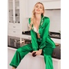 image:imageEkouaer Women Satin Pajamas Set Classic Button Down Long Pjs SetGreen 02