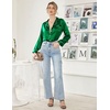 image:imageEkouaer Women Satin Pajamas Set Classic Button Down Long Pjs SetGreen 02