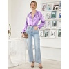 image:imageEkouaer Women Satin Pajamas Set Classic Button Down Long Pjs SetLavender 02