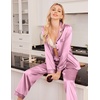 image:imageEkouaer Women Satin Pajamas Set Classic Button Down Long Pjs SetLotus Color 02