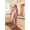 image:imageEkouaer Women Satin Pajamas Set Classic Button Down Long Pjs SetLotus Color 02