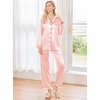 image:imageEkouaer Women Satin Pajamas Set Classic Button Down Long Pjs SetPastel Pink 02