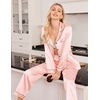 image:imageEkouaer Women Satin Pajamas Set Classic Button Down Long Pjs SetPastel Pink 02